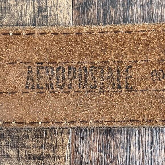 VTG Y2K Aeropostale Leather Belt Double Prong Distressed Rugged Size Large Brown - Picture 9 of 16